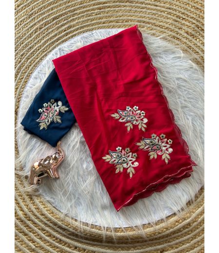DB936 Beautiful Soft Star Georgette Designer Work Celebrity Inspired Sarees.