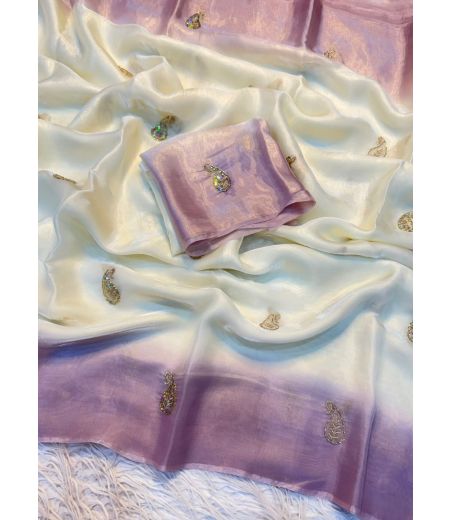 DB935 Beautiful Soft Space Silk Sequence Bids Work Celebrity Inspired Sarees.