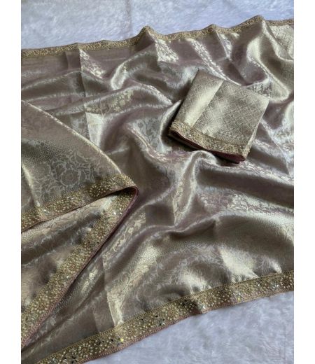 DB939  Beautiful Soft Banarasi Tissue Silk Zari Weaving Celebrity Inspired Sarees.