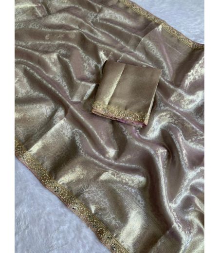 DB939  Beautiful Soft Banarasi Tissue Silk Zari Weaving Celebrity Inspired Sarees.