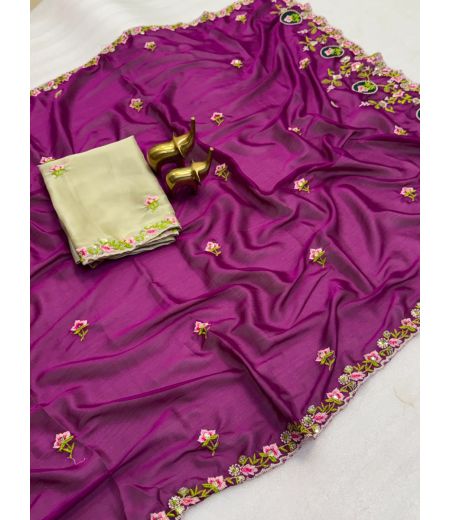 DB955 Beautiful Soft Rangoli Silk Embroidery Work Celebrity Inspired Sarees.