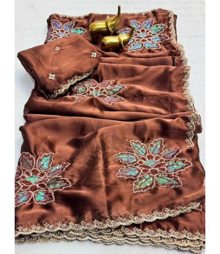 DB963 Beautiful Soft Rangoli Silk Sequence Emboridary Work Celebrity Inspired Sarees.