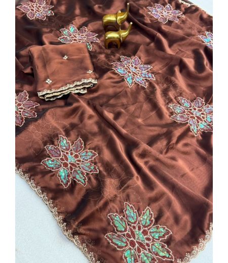 DB963 Beautiful Soft Rangoli Silk Sequence Emboridary Work Celebrity Inspired Sarees.