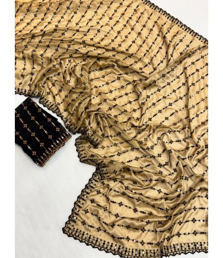 DB958 Beautiful Soft Rangoli Silk Embroidery Work Celebrity Inspired Sarees.