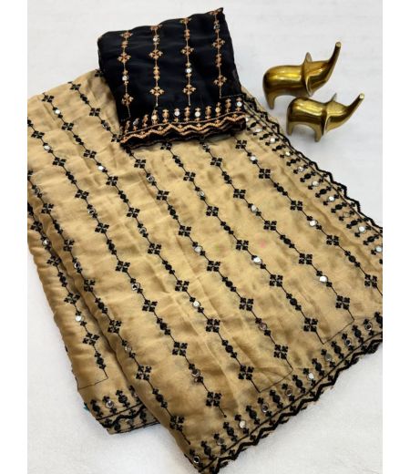 DB958 Beautiful Soft Rangoli Silk Embroidery Work Celebrity Inspired Sarees.