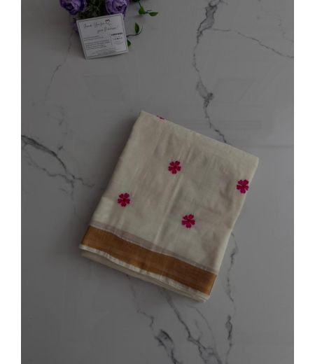 DB971 Beautiful Soft Cotton Silk Embroidery Work Celebrity Inspired Sarees.