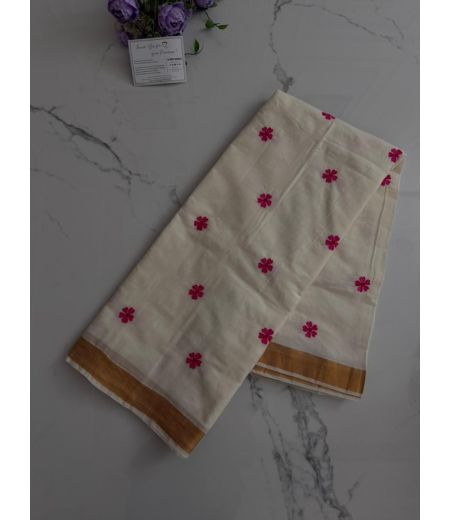 DB971 Beautiful Soft Cotton Silk Embroidery Work Celebrity Inspired Sarees.