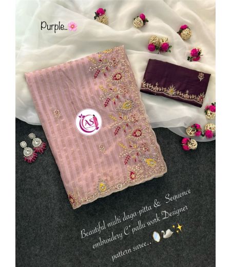 DB978 Beautiful Soft Silk Sequence Embroidery Work Celebrity Inspired Sarees.