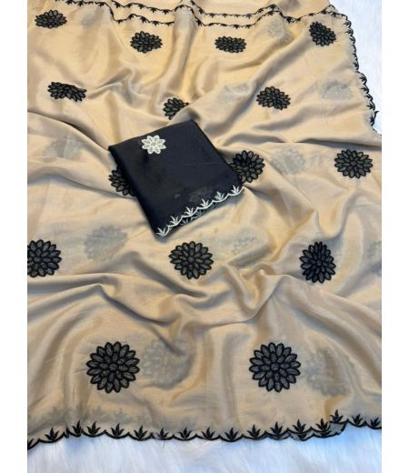 DB974 Beautiful Soft Rangoli Silk Embroidery Thread Work Celebrity Inspired Sarees.