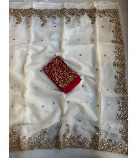 DB983 Beautiful Soft Chiffon Crush Sequence Emboridary Work Celebrity Inspired Sarees.