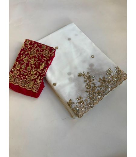 DB983 Beautiful Soft Chiffon Crush Sequence Emboridary Work Celebrity Inspired Sarees.