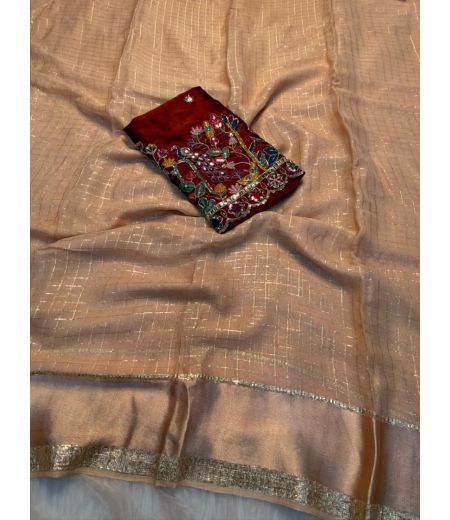 DB989 Beautiful Soft Viscose Georgette Sarees with Bids Sequence Work Blouse.