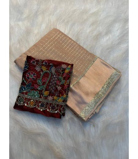 DB989 Beautiful Soft Viscose Georgette Sarees with Bids Sequence Work Blouse.