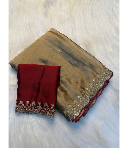 DB993 Beautiful Soft Rangoli Silk Sequence Emboridary Work Celebrity Inspired Sarees.