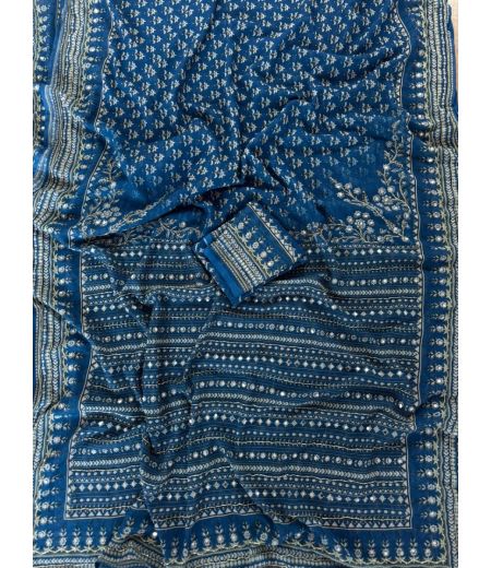 DB998 Beautiful Soft Faux Georgette Hand Mirror Work Celebrity Inspired Sarees.