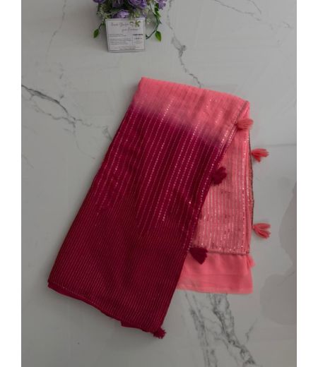 DB1000 Beautiful Soft Faux Georgette Padding Sequence Emboridary Work Celebrity Inspired Sarees.