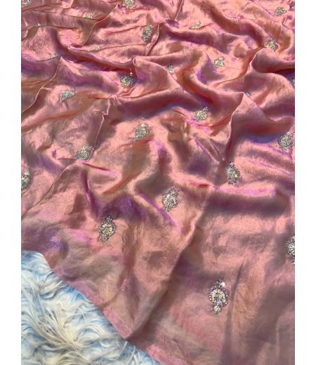DB1001 Beautiful Soft Sattin Silk Bids Work Celebrity Inspired Sarees.