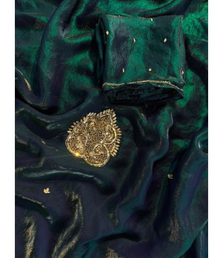 DB1009 Beautiful Soft Sattin Space Silk Hand Cutdana Work Celebrity Inspired Sarees.