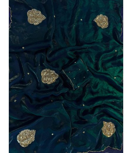 DB1009 Beautiful Soft Sattin Space Silk Hand Cutdana Work Celebrity Inspired Sarees.