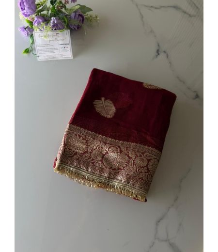 DB1006 Beautiful Soft Viscose Georgette Jacquard Weaving Saree with Designer Lace Border.
