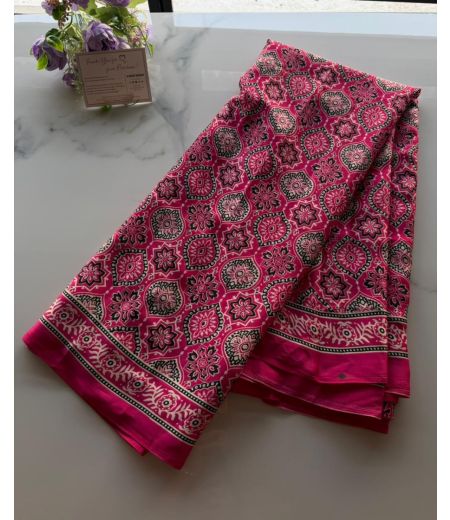 DB1013  Beautiful Soft Gajji Sattin Silk Ajrakh Printed Celebrity Inspired Sarees.