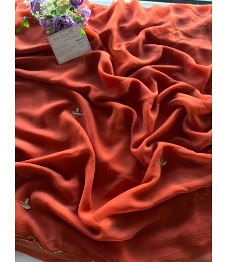 DB1015 Beautiful Soft Chiffon Handwork Celebrity Inspired Sarees.
