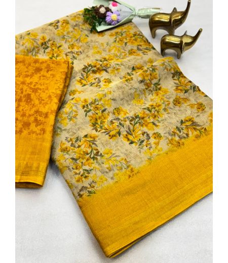DB1017  Beautiful Soft Erode Silk Elegant Printed Sarees with Zari Border.