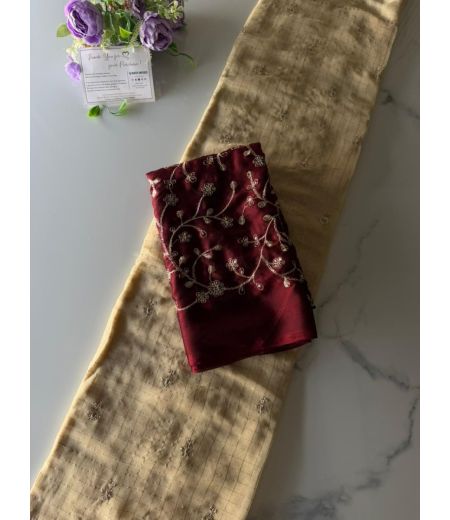 DB1027 Soft Viscose Georgette Zari Chex Weaving Sequence Butti Work Celebrity Inspired Saree.
