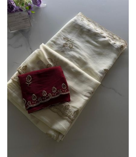 DB1034 Soft Georgette Sequence Hand Cutdana Work Celebrity Inspired Sarees.
