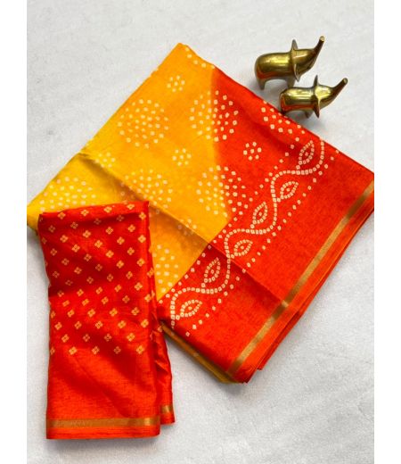 DB1038 Soft Dola Silk Bandhani Printed Celebrity Inspired Sarees.