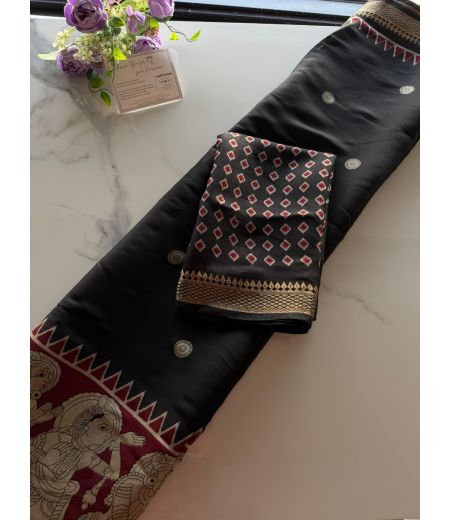 DB1046 Soft Mulmul Cotton Kalamkari Printed Celebrity Inspired Sarees.