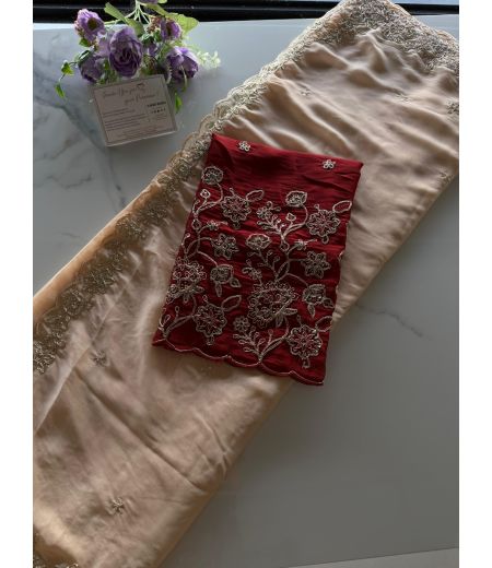 DB1044 Soft Silk Off White Colour Sequence Bids Work Celebrity Inspired Sarees.