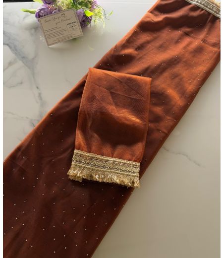 DB1042 Soft Net Celebrity Inspired Sarees with Designer Lace Border.