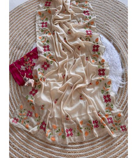 DB1048 Soft Georgette Embroidary Work Celebrity Inspired Sarees.