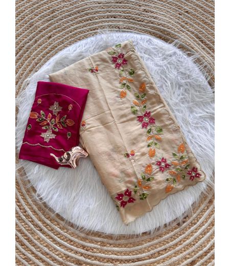 DB1048 Soft Georgette Embroidary Work Celebrity Inspired Sarees.