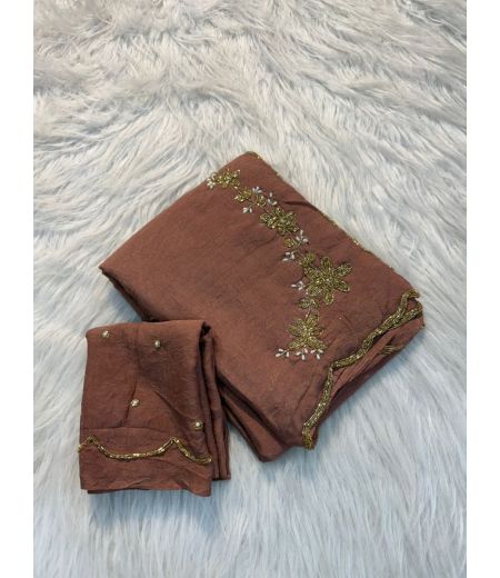 DB1053 Soft Rangoli Crush Silk Hand Cutdana Work Celebrity Inspired Sarees.