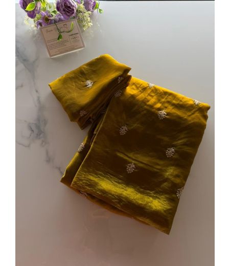 DB1050 Soft Space Silk Leaf Handwork Celebrity Inspired Sarees.