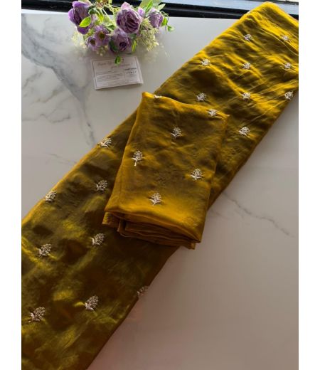 DB1050 Soft Space Silk Leaf Handwork Celebrity Inspired Sarees.