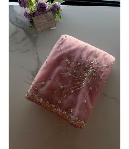 DB1051 Soft Butterfly Net Sequence Hand Cutdana Work Celebrity Inspired Sarees.