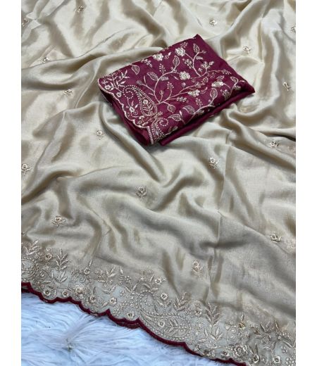 DB1066 Soft Georgette Multi Embroidery Work Celebrity Inspired Sarees.