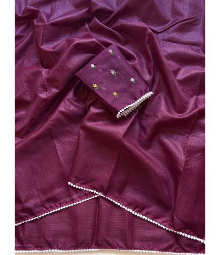 DB1071 Soft Kota Chex Celebrity Inspired Sarees with PomPom Border.