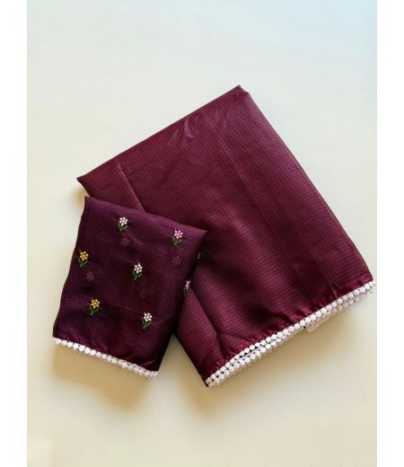 DB1071 Soft Kota Chex Celebrity Inspired Sarees with PomPom Border.