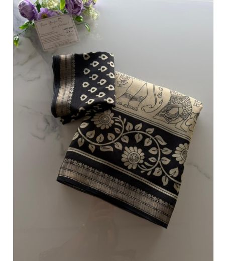 DB1069 Soft Mulmul Cotton Kalamkari Printed Celebrity Inspired Sarees.