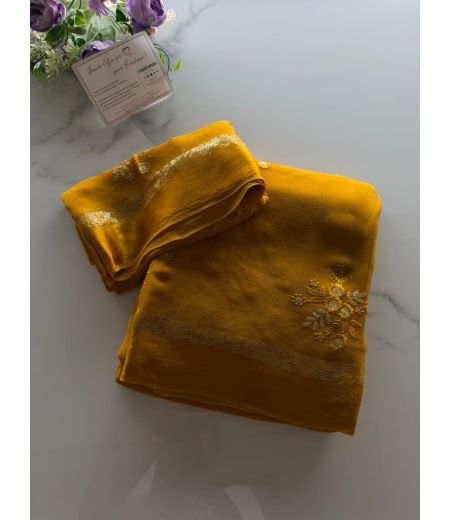 DB1076 Soft Viscose Georgette Butta Work Celebrity Inspired Sarees.