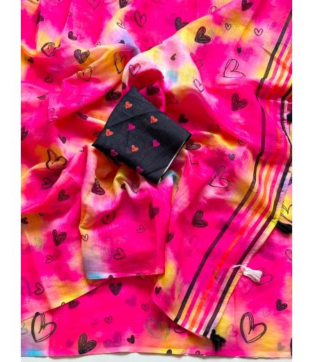 DB1088 Soft Linen Silk Digital Printed Celebrity Inspired Sarees.