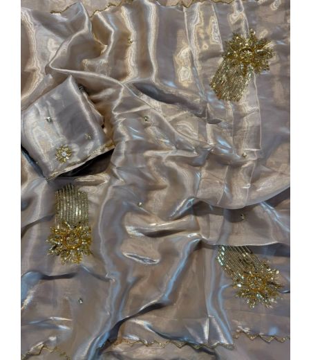 DB1085 Soft Sattin Silk Hand Cutdana Work Celebrity Inspired Sarees.