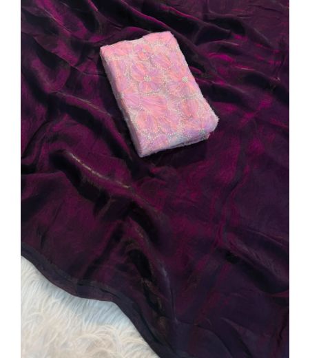 DB1090 Soft Sattin Silk Celebrity Inspired Sarees with Handwork Blouse.