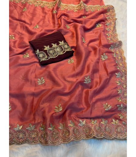 DB1094 Soft Star Georgette Sequence Emboridary Work Celebrity Inspired Sarees.