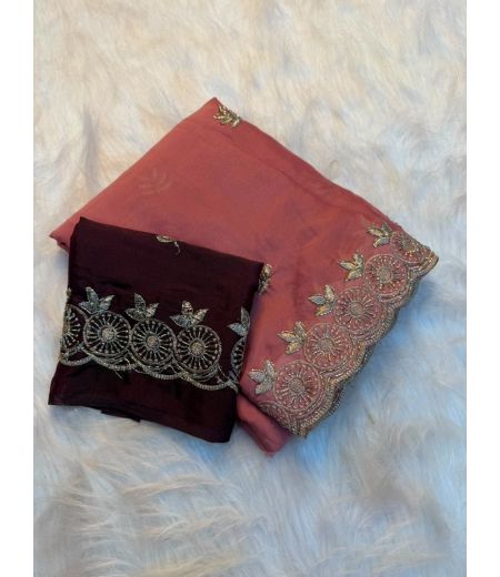 DB1094 Soft Star Georgette Sequence Emboridary Work Celebrity Inspired Sarees.