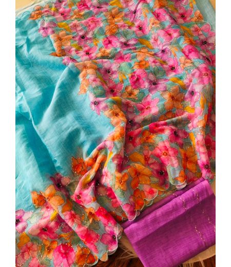 DB1093 Soft Linen Digital Printed Sequence Work Celebrity Inspired Sarees.